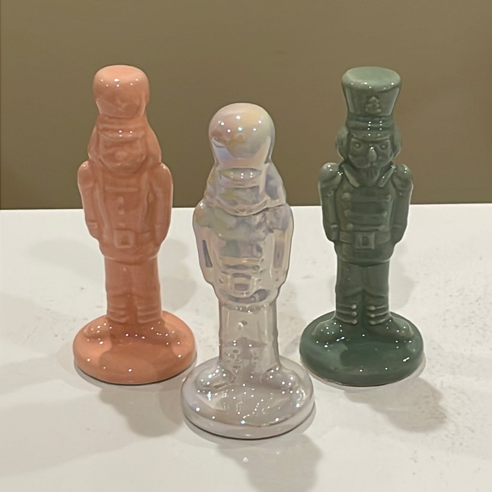 New Target Bullseye Playground Set of 3 MINI White Pink & Green Nutcrackers